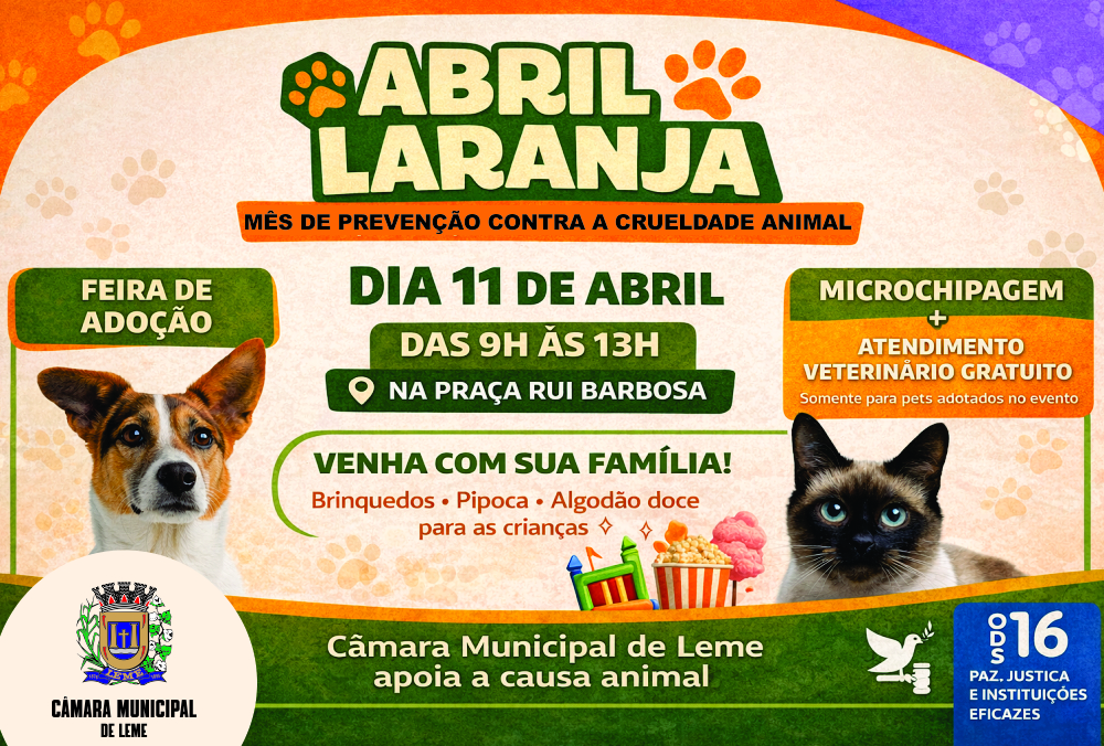 Câmara de Leme reforça importância do Abril Laranja e destaca ação de conscientização na Praça Rui Barbosa