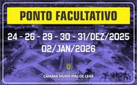 Câmara Municipal de Leme informa sobre pontos facultativos no final do ano