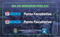 Câmara Municipal informa sobre ponto facultativo nos dias 27 e 28 de outubro