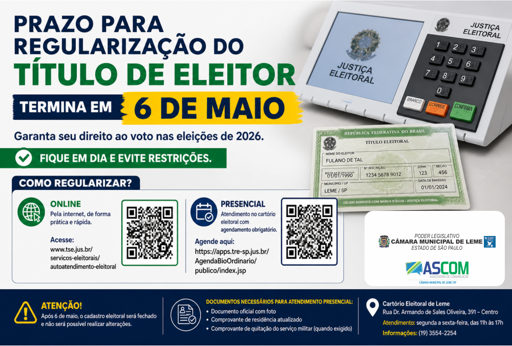 Prazo para regularização do título eleitoral termina em 6 de maio