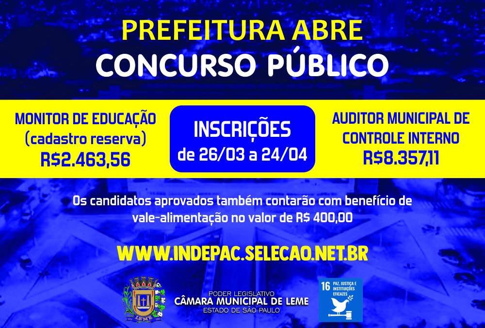 Prefeitura abre inscrições para Concurso Público com oportunidades em Leme
