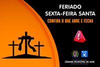 Repartições públicas terão expediente suspenso na Sexta-feira da Paixão