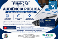 Secretaria Municipal de Finanças realiza Audiência Pública sobre o 1º Quadrimestre de 2026